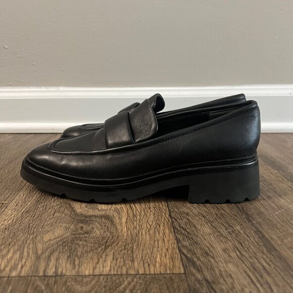 VINCE Robin Leather Loafer Dress Shoe Black Preppy Work Size 8.5 - Picture 5 of 10